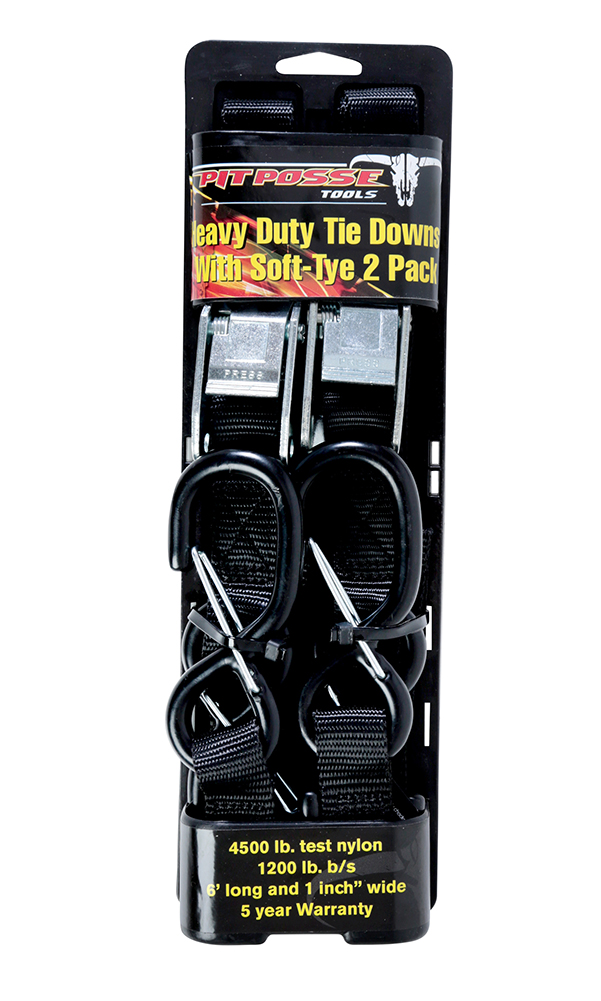 Pit Posse Tie Downs with Soft Tye & Safety Clips