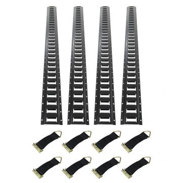 Pit Posse 5 Foot E-Track Black 4-Pack with 8 Straps Kit
