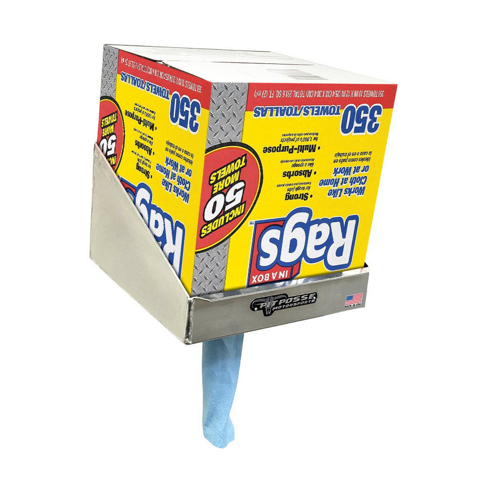 Pit Posse Rag in a Box Dispenser 350 Count Silver Large - Scratch and Dent